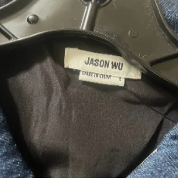 Jason Wu NWT blue tweed with contrasting denim zipper front Mini Dress size L - Picture 15 of 16